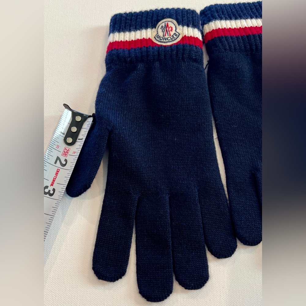 Moncler NWT Navy Gloves Unisex Medium Stretch 100% Virgin Wool - Picture 4 of 8
